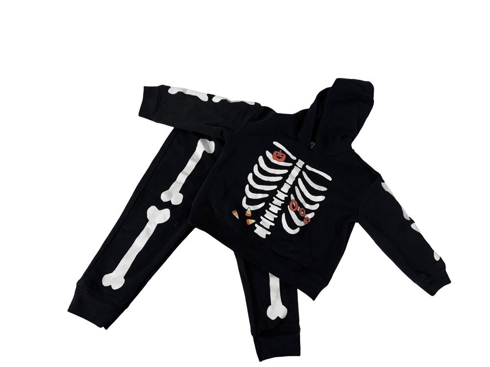 Carter'S Boys Halloween Hoodie And Jogger Set Black/White/Orange Cotton Blend Si